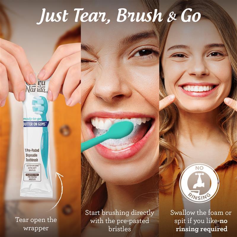 Ready-to-Go Butter on Gums Pre-Pasted Toothbrushes – 70 Count – 2 Pack