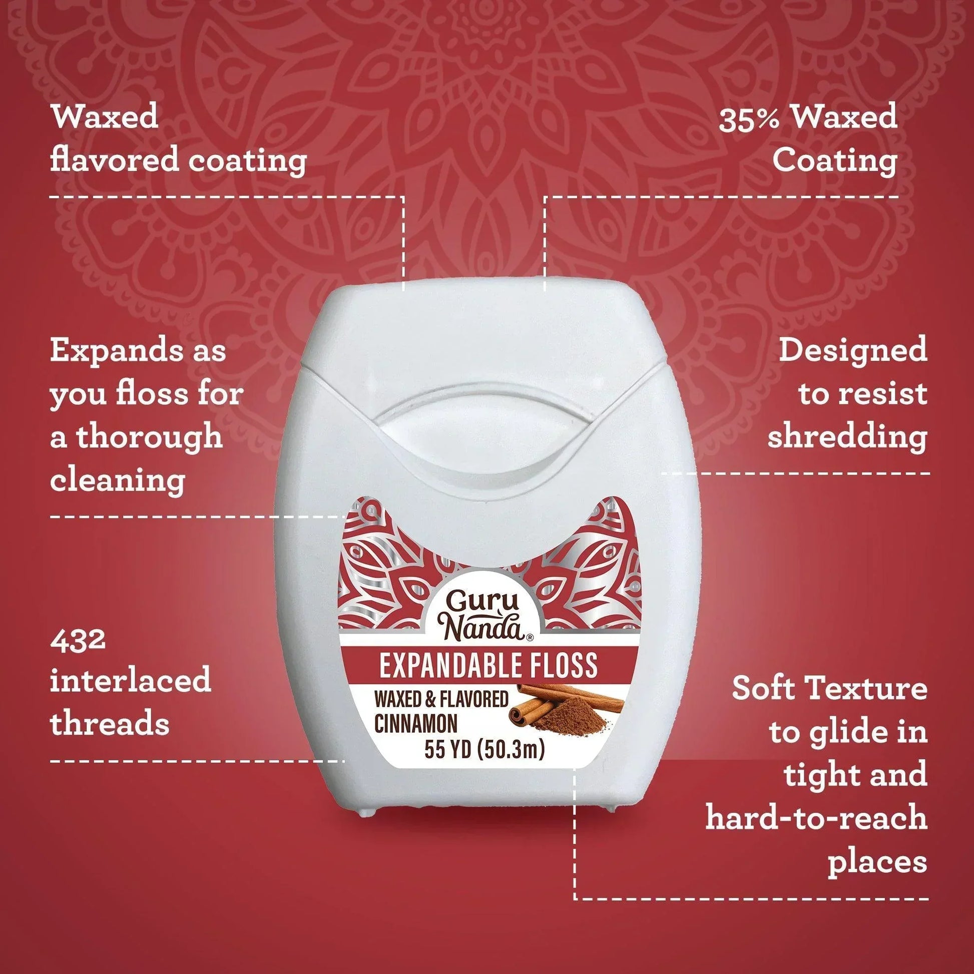 Cinnamon Flavored Expandable Dental Floss – 55 Yards