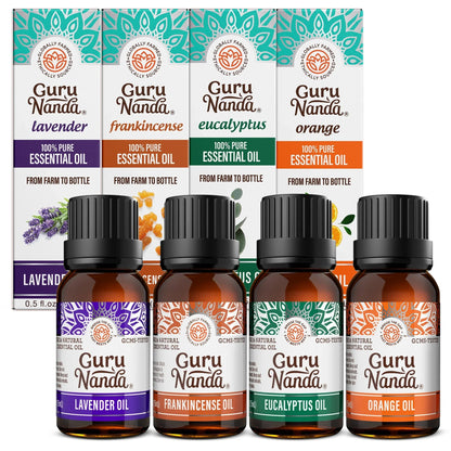 Lavender, Eucalyptus & Orange Essential Oils – Set of 4, 15 ml Each