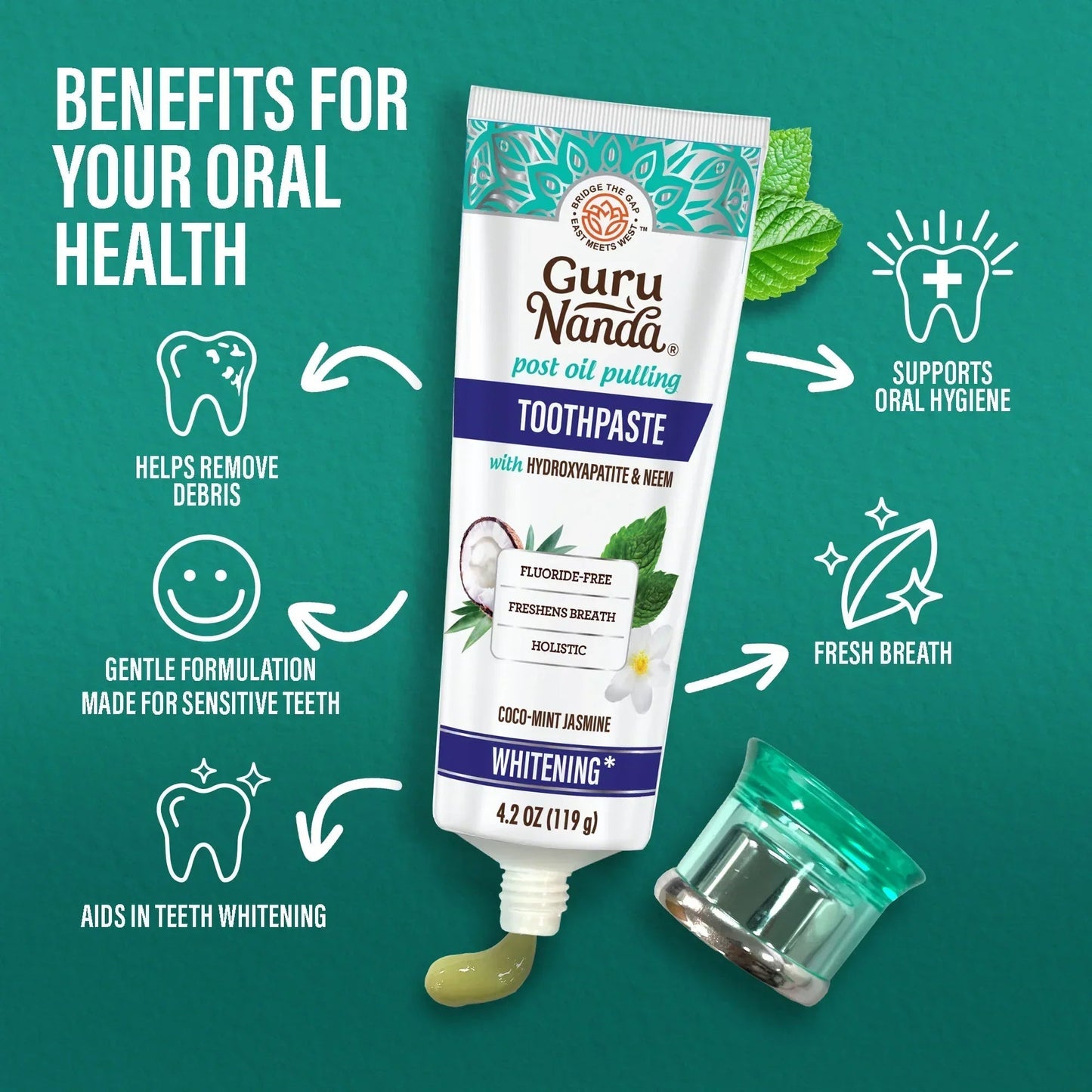 Hydroxyapatite & Neem Whitening Toothpaste, Fluoride Free