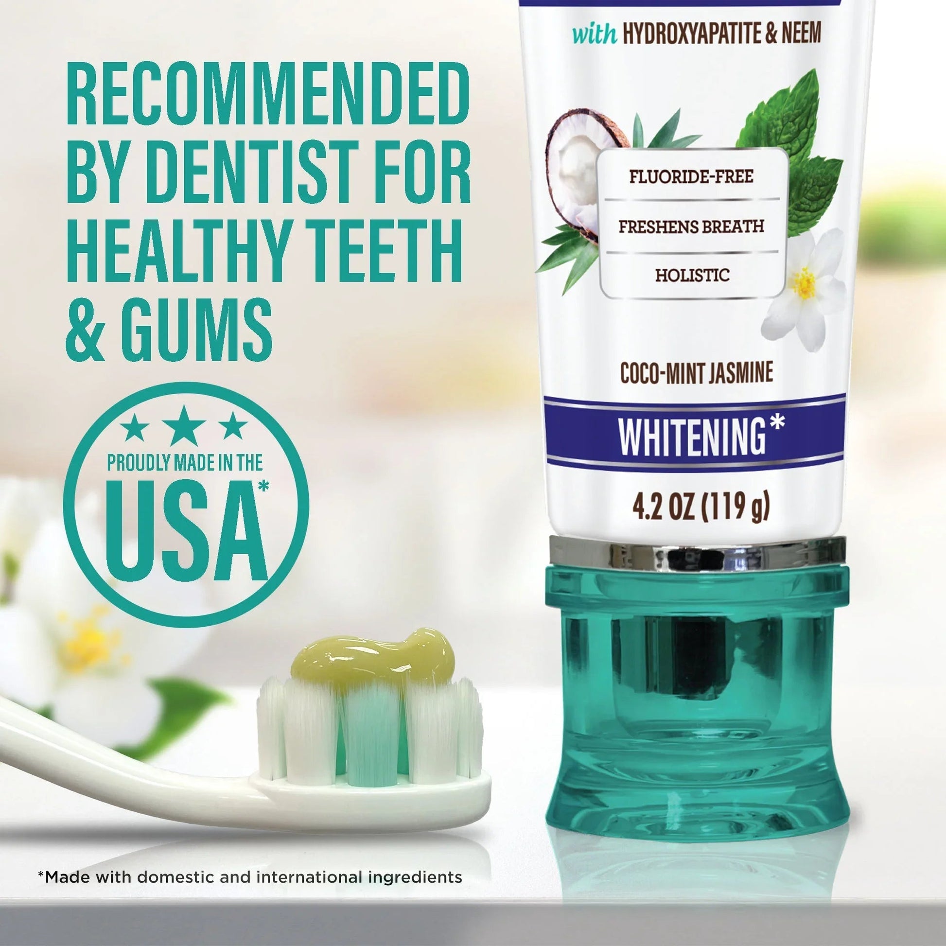 Travel-Size Hydroxyapatite & Neem Whitening Toothpaste, Fluoride Free – 1 oz