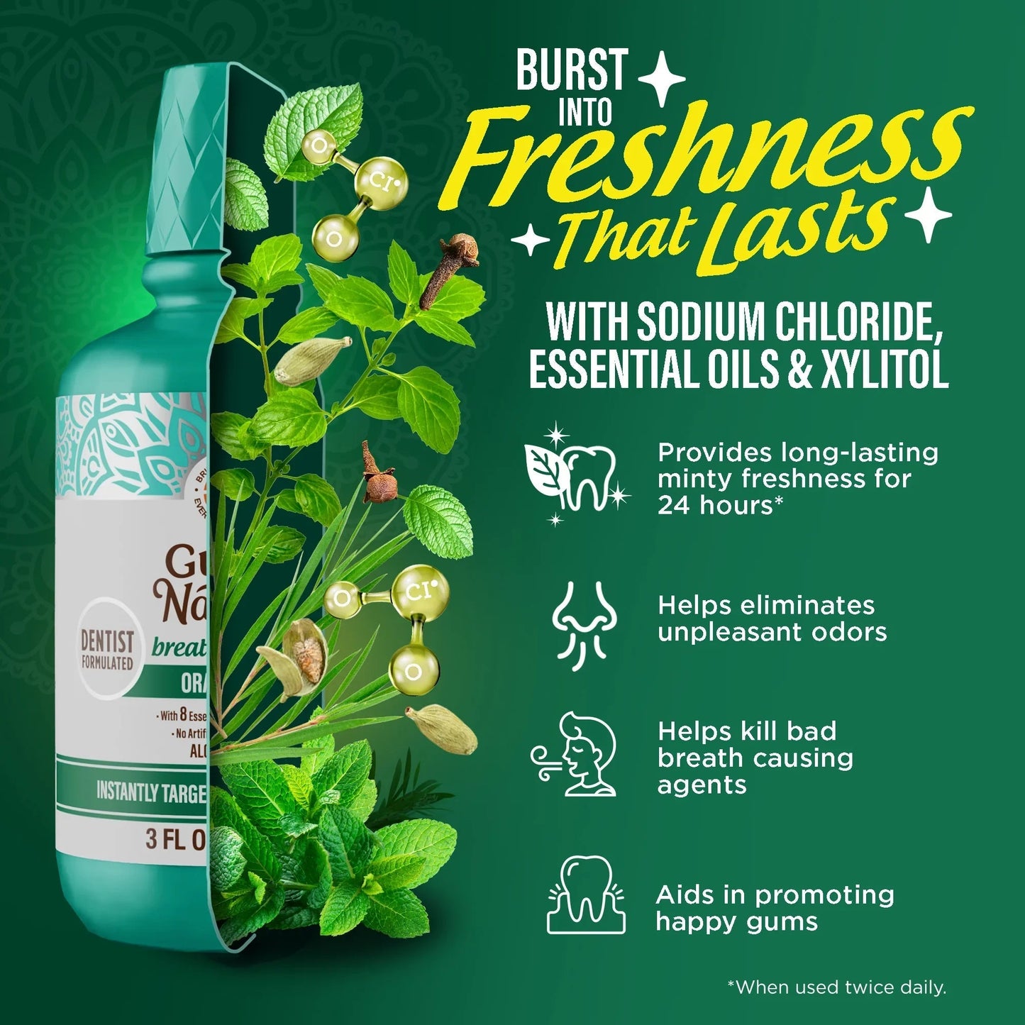 Fresh Breath Harmonizer Oral Rinse, Wild Mint
