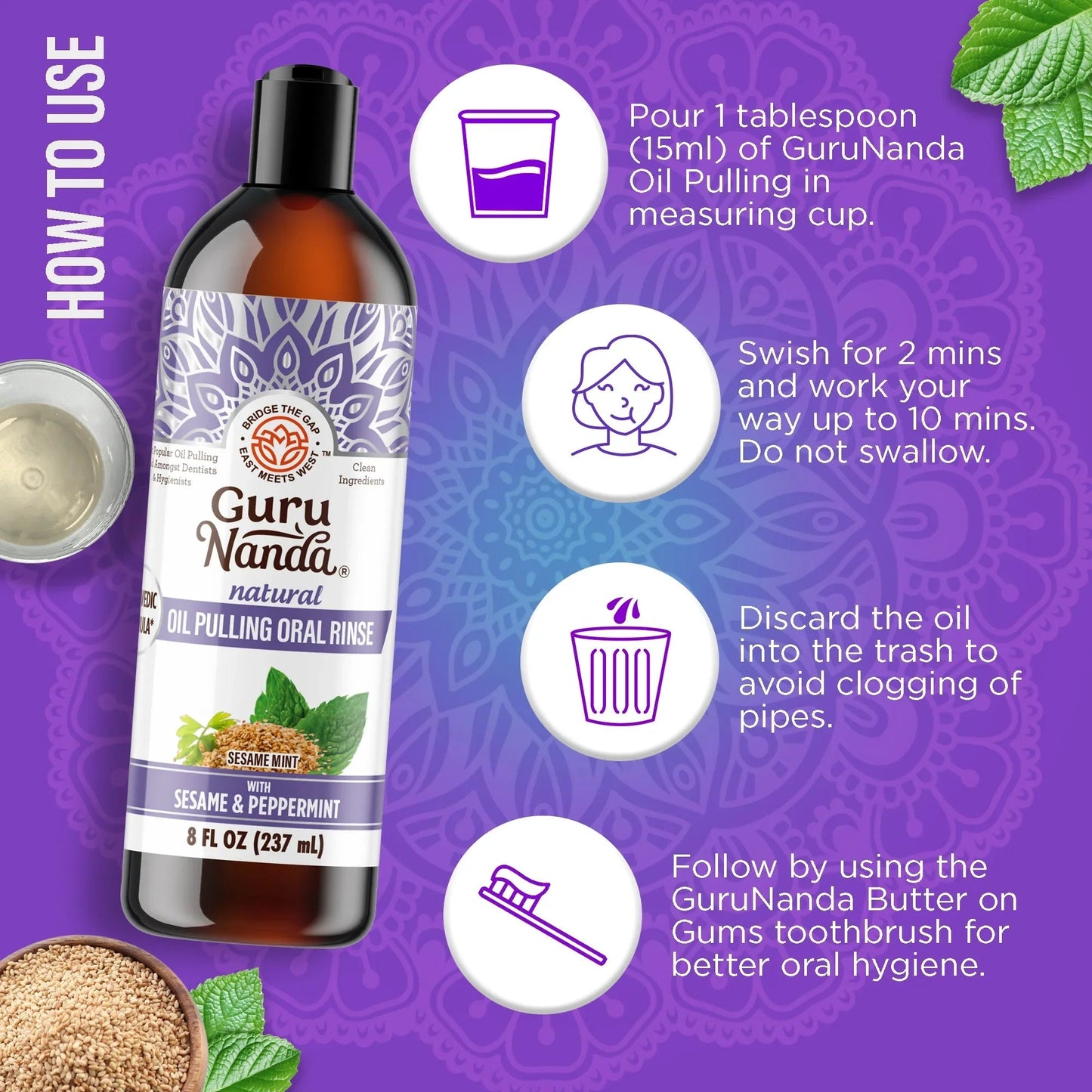 Sesame & Peppermint Oil Pulling – 8 fl oz