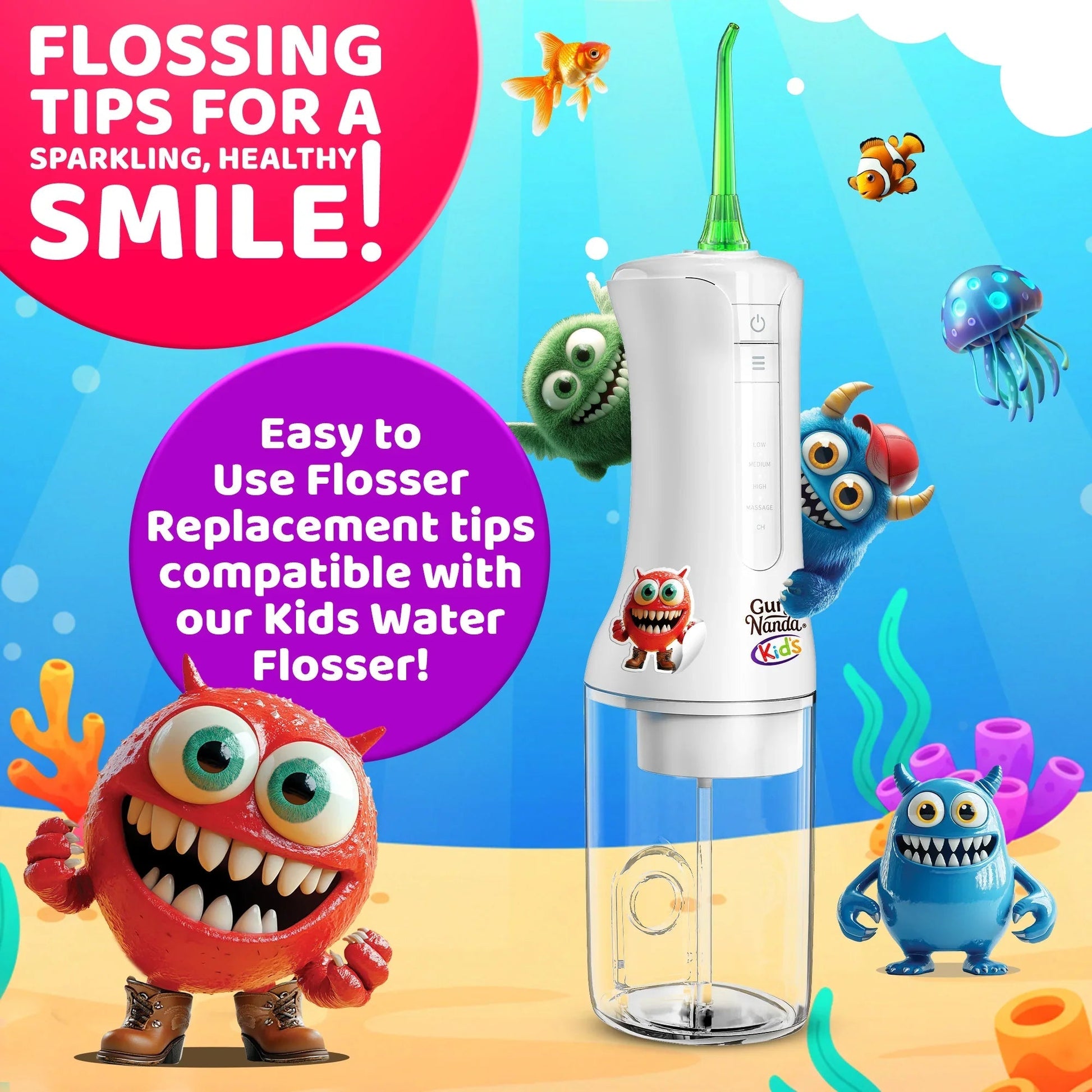 Kids Water Flosser Replacement Tips – 6 Pack